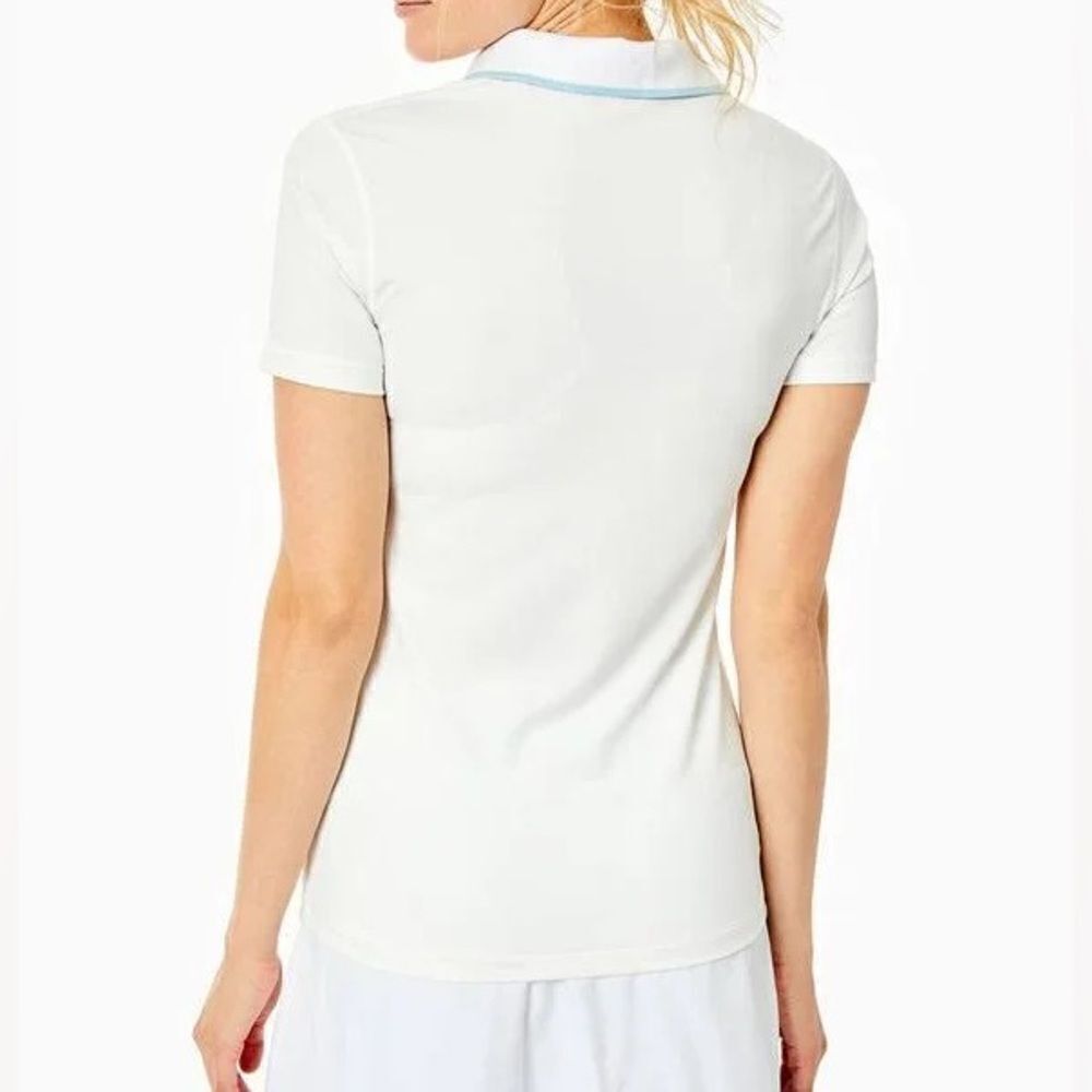 Addison Bay Women’s Courtside Polo Shirt In Size X-Large In Vintage White/Blue — image 3 of 6